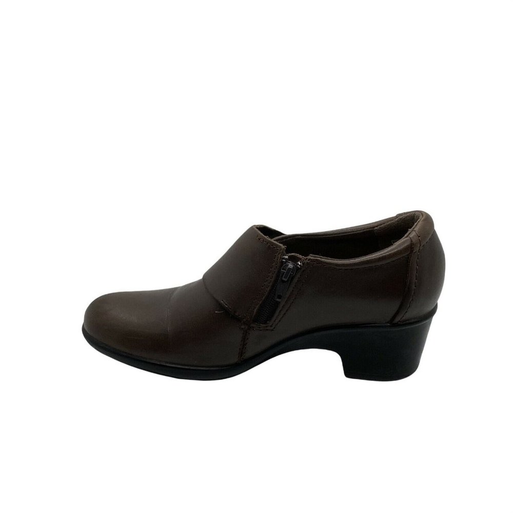 Clarks Womens Genette Vista 60614942 Brown Leather Block Heel Ankle Boots Sz 6M